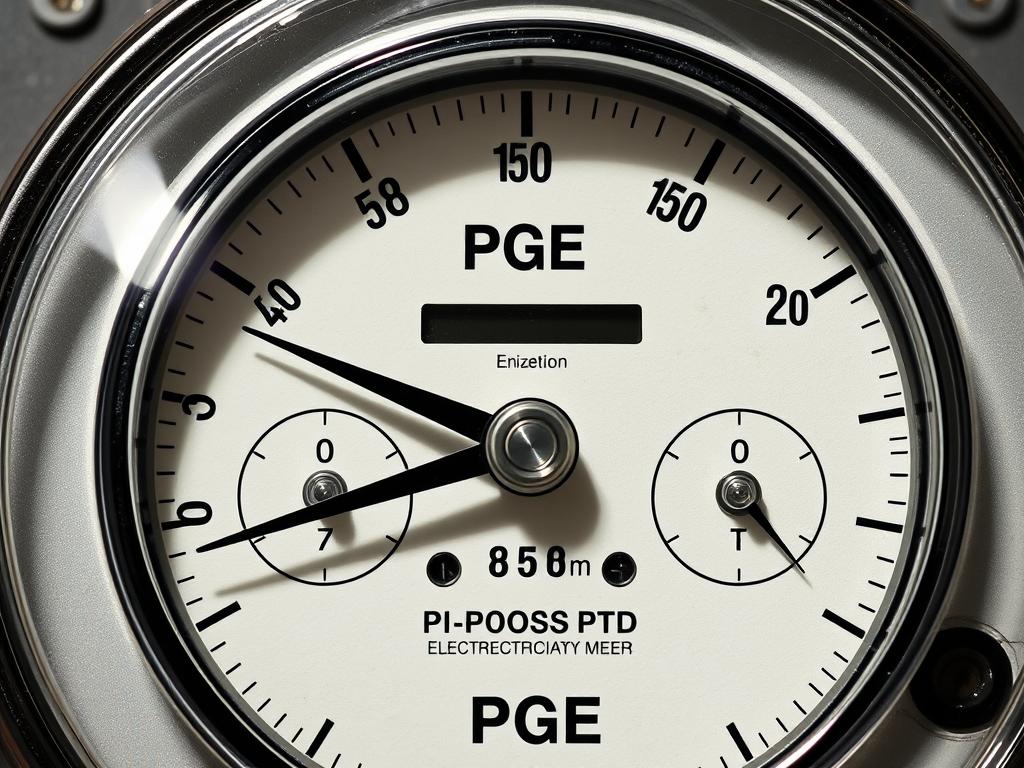 Analogowy licznik prądu PGE z widocznymi tarczami i wskazówkami