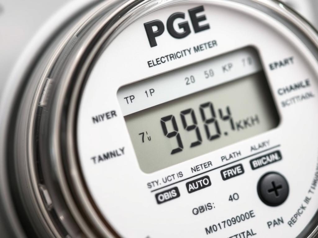 Cyfrowy licznik prądu PGE z widocznym wyświetlaczem i oznaczeniami