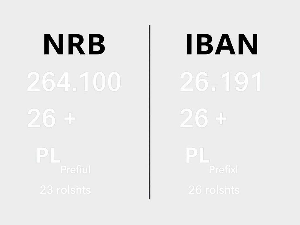 Porównanie formatu NRB i IBAN pokazujące ile cyfr ma numer konta w banku w różnych formatach