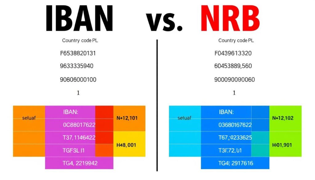 Porównanie numeru IBAN i NRB z oznaczeniami elementów struktury ile cyfr ma numer konta w banku