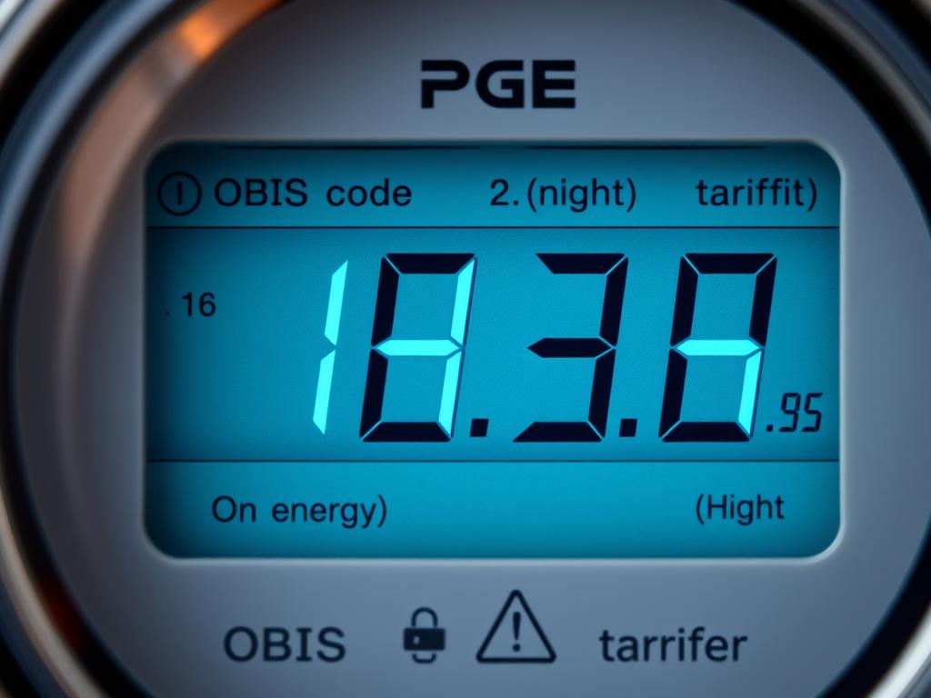 Wyświetlacz licznika PGE z kodem taryfy nocnej 1.8.2