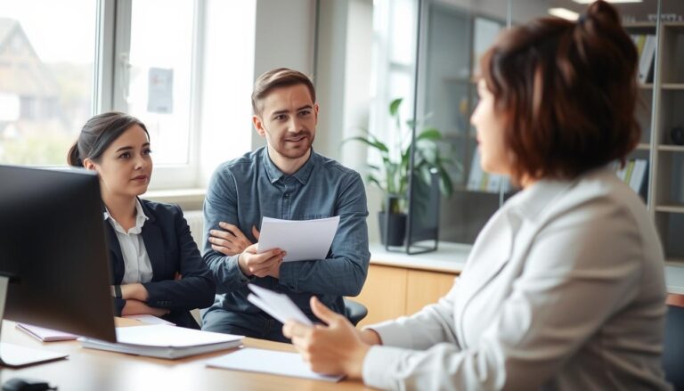 Osoba bezrobotna podczas rozmowy kwalifikacyjnej na staż w urzędzie pracy