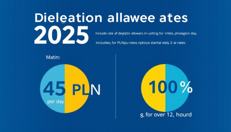 Infografika przedstawiająca ile przysługuje diety w delegacji krajowej w 2025 roku
