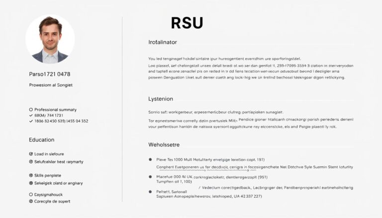 Przykładowy układ prostego CV z zaznaczonymi sekcjami