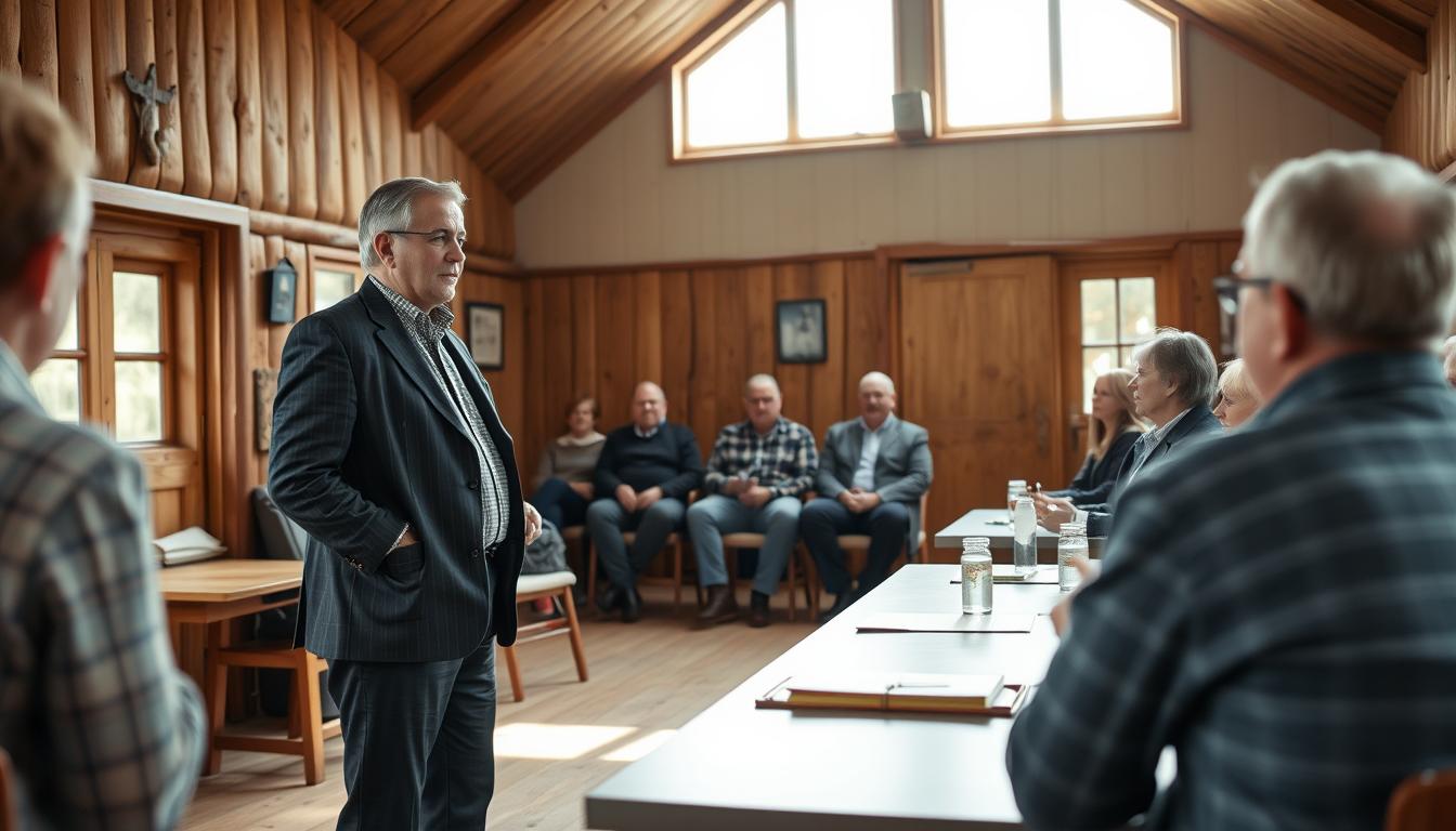 Sołtys podczas zebrania wiejskiego - ile zarabia sołtys w 2025 roku