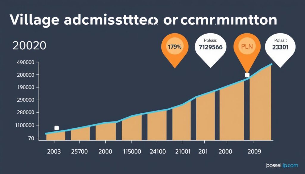 Wykres pokazujący trendy w wynagrodzeniach sołtysów - ile wynosi pensja sołtysa