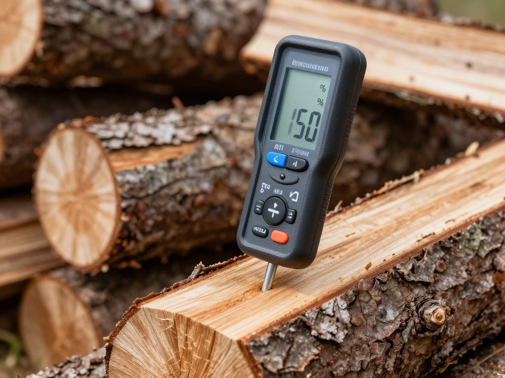 Pomiar wilgotności drewna opałowego do kozy
