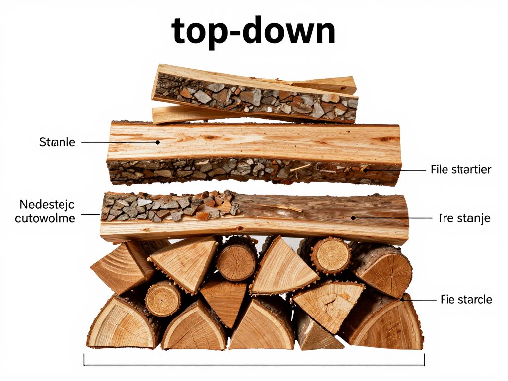 Schemat układania drewna do palenia w kozie metodą od góry